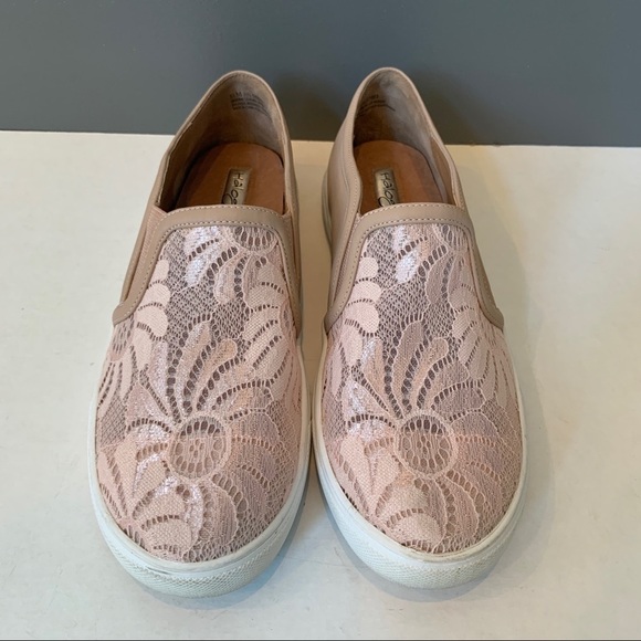 Halogen Pink Leather Slip On Shoes With Lace 8.5 - Picture 1 of 7